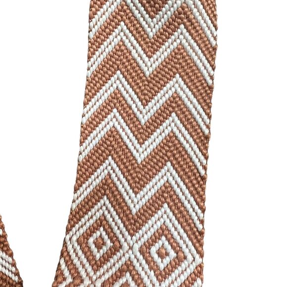 Threaded Pear Tan Vegan Leather Sling Bag Embroidered Strap - Picture 10 of 11